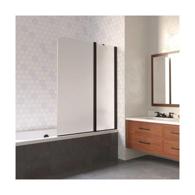 Шторка на ванную E2V LUX ST 115 02М 10 R, профиль черный матовый, стекло сатин