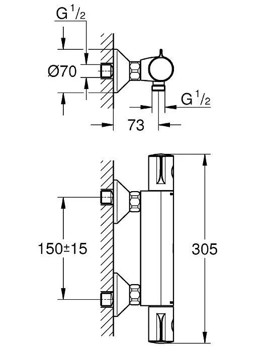 Термостат Grohe Grohtherm 800 34558000 для душа без душевых аксессуаров хром