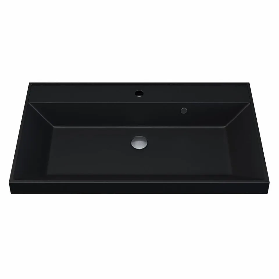 Встраиваемая раковина Uperwood Classic Quartz 80*45 черная матовая, уголь