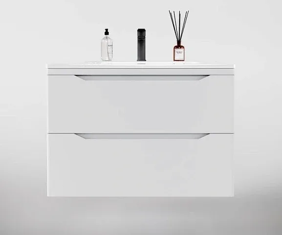Тумба с раковиной Style Line Марелла Люкс 80 подвесная белая матовая