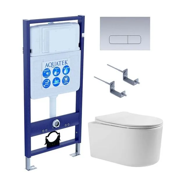 SET AQUATEK МИЯ 4в1 (рама AQUATEK Standard INS-0000012+ крепеж KKI-0000002+клавиша KDI-0000014+унитаз МИЯ AQ2004-00 с тонким сиденьем soft-close