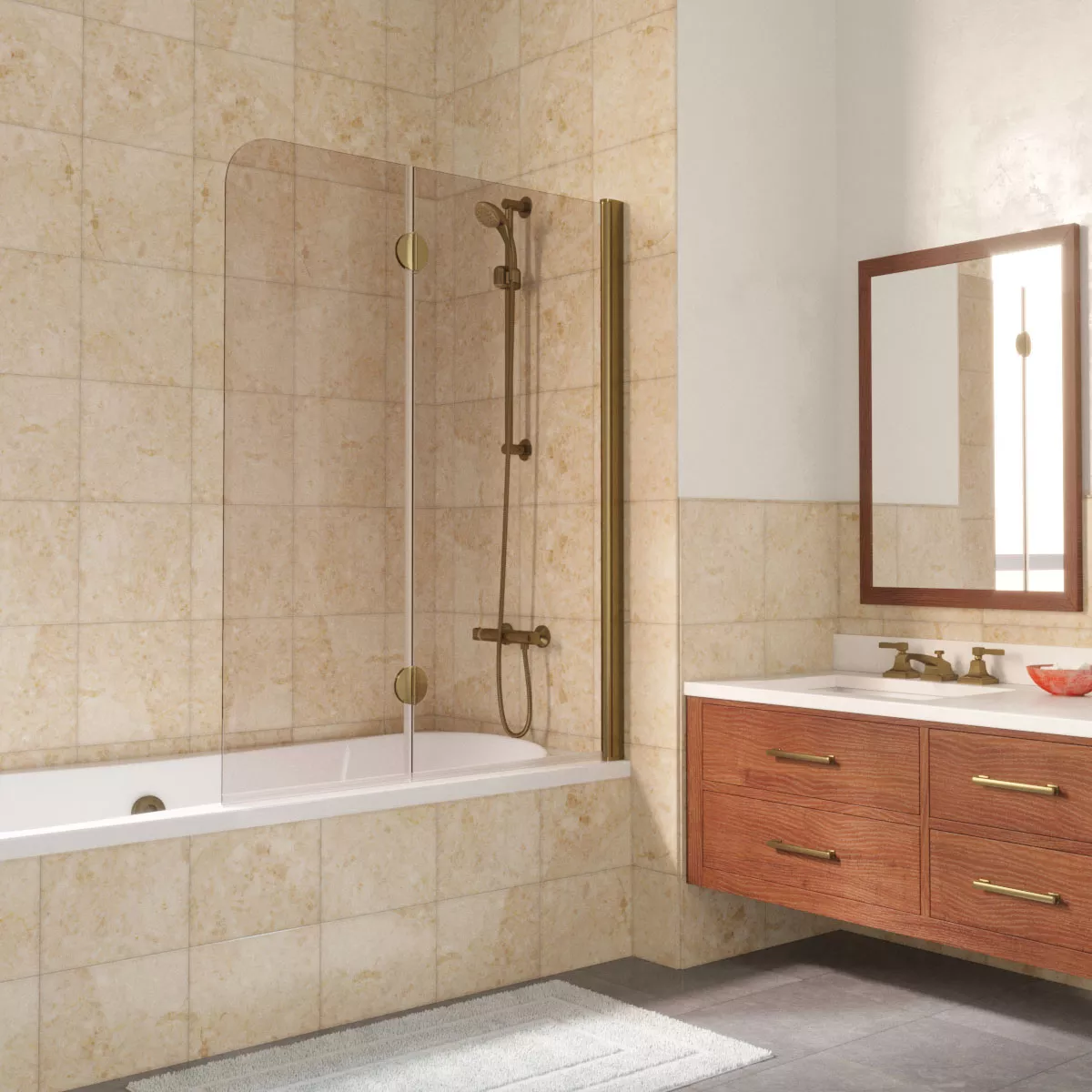 Шторка на ванную E2V LUX 120 05 05 R, профиль бронза, стекло бронза