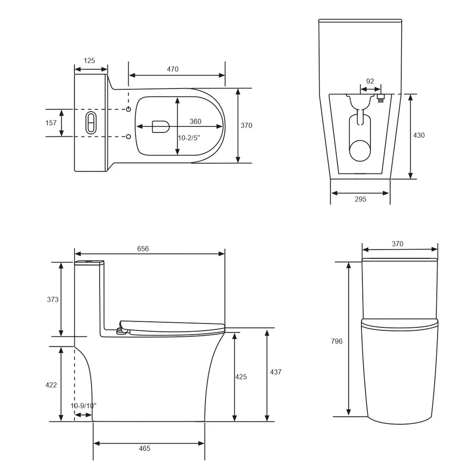 Унитаз напольный Grossman Thin Rim GR-5607SQ (656х370х796) тонкий ободок,белый,моноблок с тонкой крышкой,микролифт,смыв торнадо,1 место