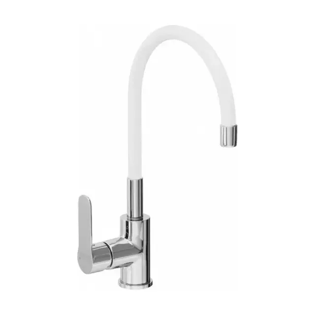 Смеситель Avrora Kitchen AV9002W для кухни с гибким изливом хром/белый
