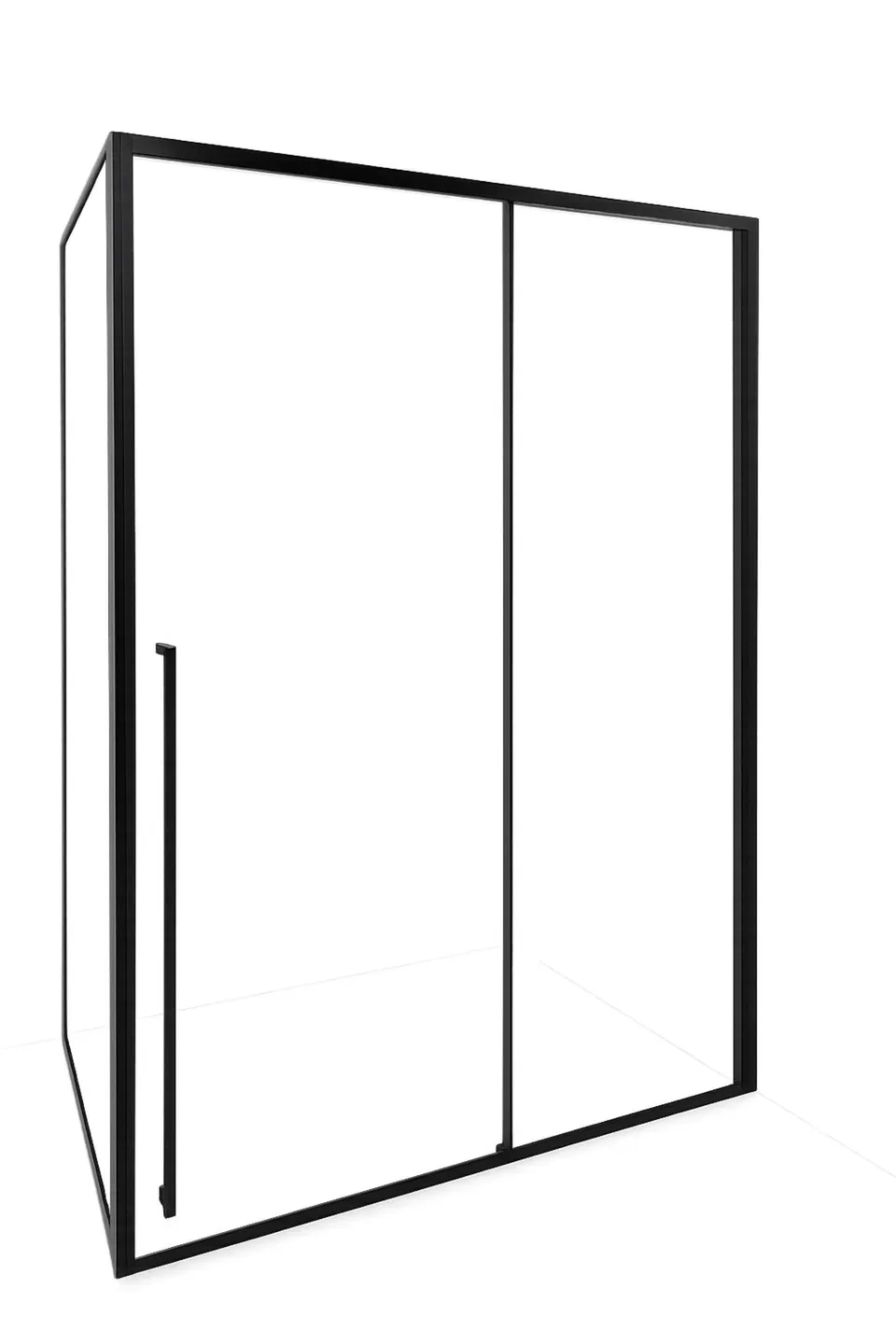 Timo Душевая дверь TDSS-140/03C-8L, раздвиж 1400*2000, проф черный + торцевое стекло TSS-900/03C-8 900*2000, проф черный