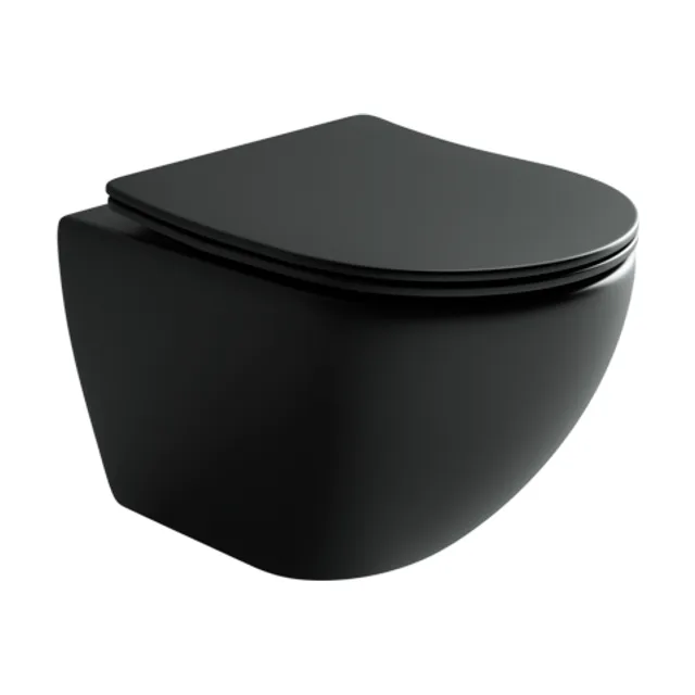 Унитаз подвесной Ceramica Nova Метрополь (Metropol) CN4002MB черный матовый с сиденьем микролифт смыв воронка-водоворот