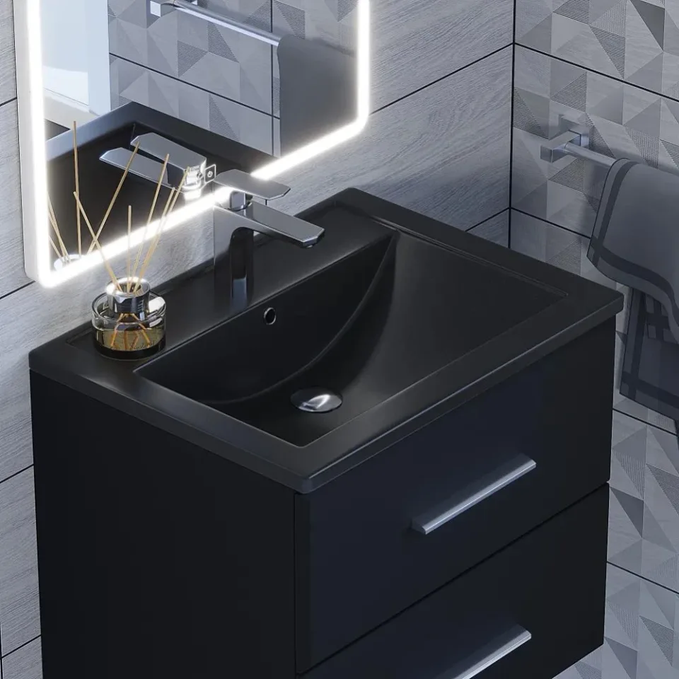 Встраиваемая раковина Uperwood Foster Quartz 61*40,5 черная матовая, космос