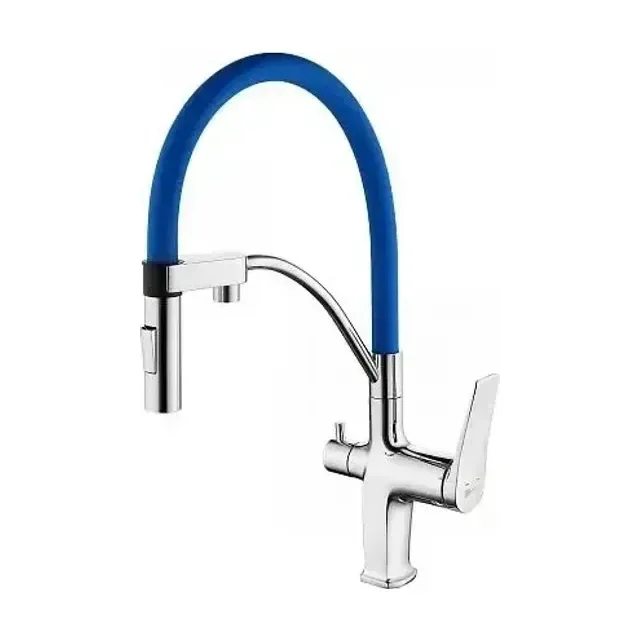 Смеситель Lemark Comfort LM3074C-Blue для кухни с функцией подключения фильтра хром/синий