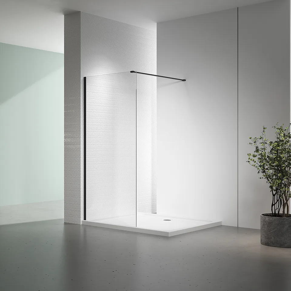 Душевая перегородка Veconi KR-72B 120×200 см, стекло прозрачное, профиль чёрный матовый (KR72B-120-01-C7)