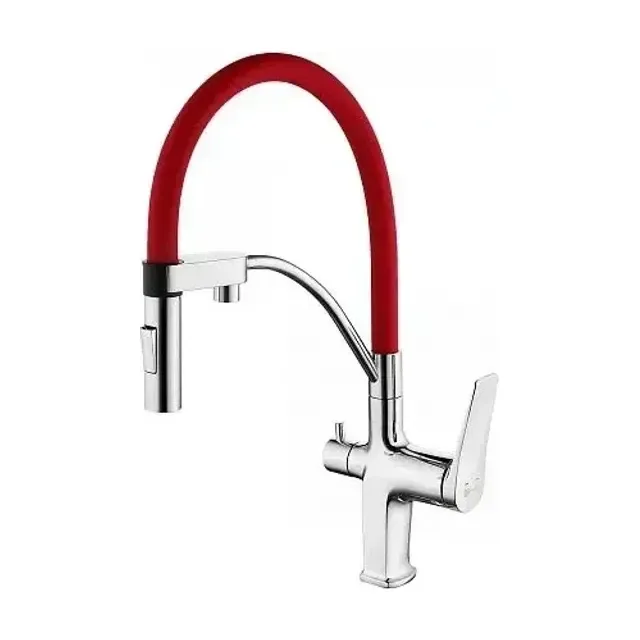 Смеситель Lemark Comfort LM3074C-Red для кухни с функцией подключения фильтра хром/красный
