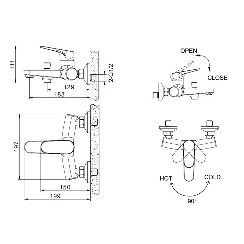 Смеситель Bravat Eler F6191238CP-01-RUS для ванны и душа