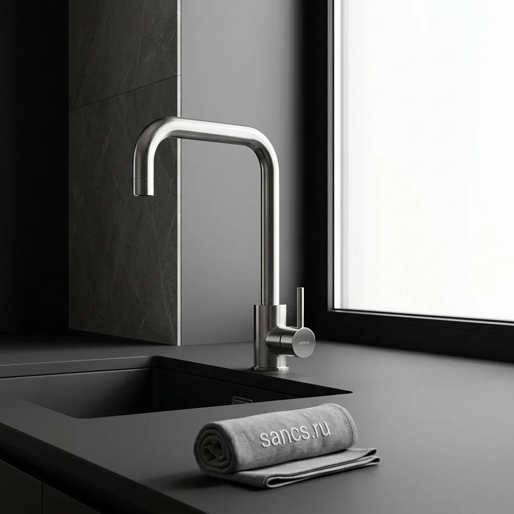 Смеситель для кухни Sancos Сталь (Stainless) SC12002SS на мойку нержавеющая сталь