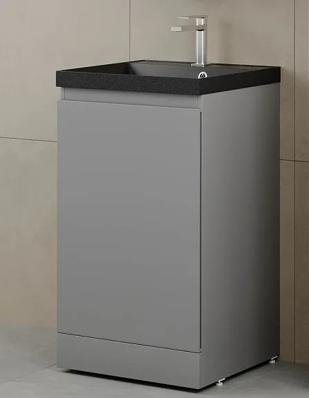 Тумба с раковиной Style Line Батлер 50 напольная серая антискрейтч (раковина Asti 50*45 антрацит)