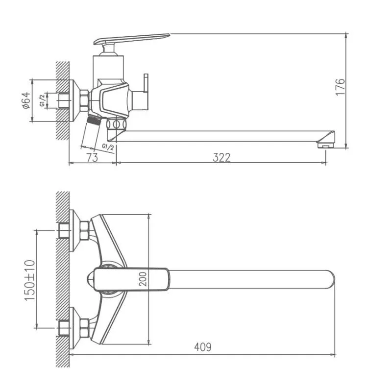 Смеситель Haiba HB22548-7 универсальный черный матовый