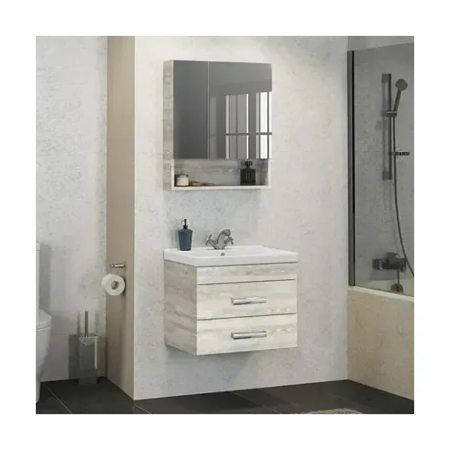 Комплект мебели Comforty Никосия 60П дуб белый (раковина Фест 60)
