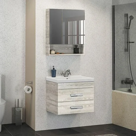 Комплект мебели Comforty Никосия 60П дуб белый (раковина Фест 60)