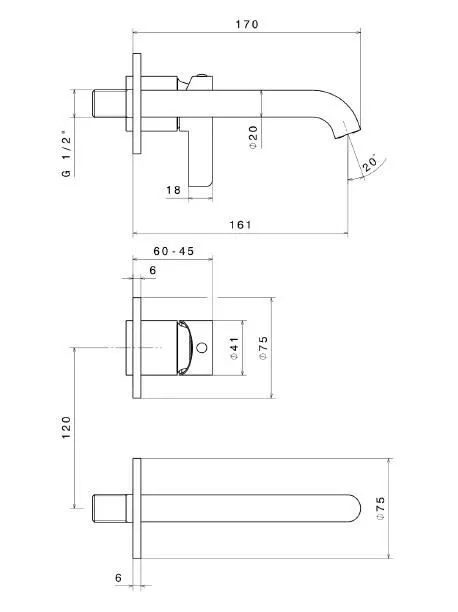 Смеситель Kerama Marazzi Linea для раковины скрытый монтаж хром