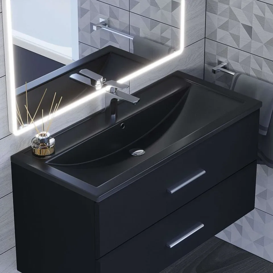 Встраиваемая раковина Uperwood Foster Quartz 100*45,5 черная матовая, космос