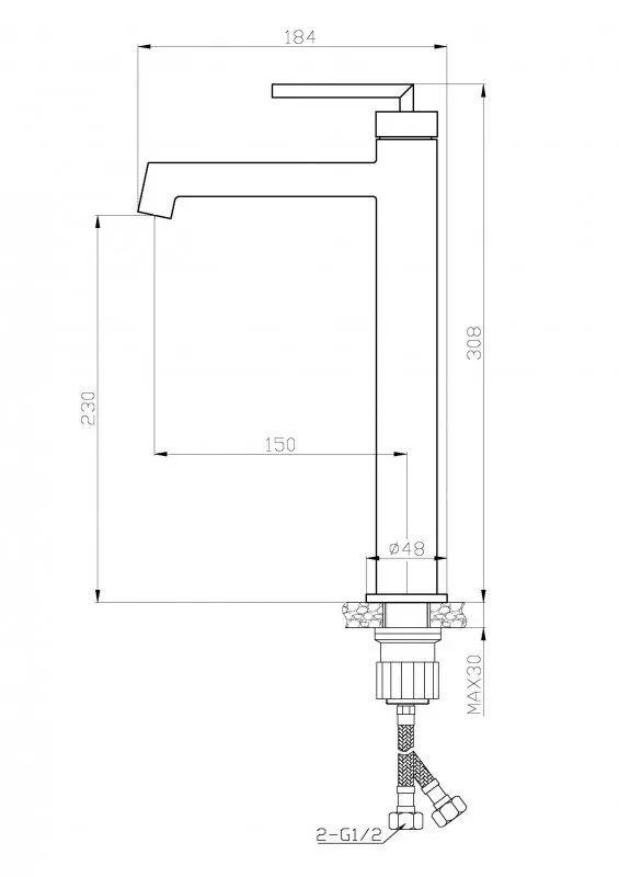 Смеситель BelBagno Аква (Acqua) ACQUA-LMC-CRM для накладных раковин,хром