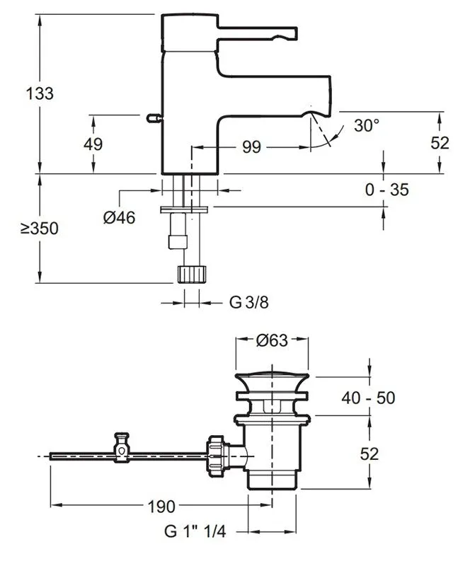 Смеситель Jacob Delafon Cuff для раковины E37301-CP
