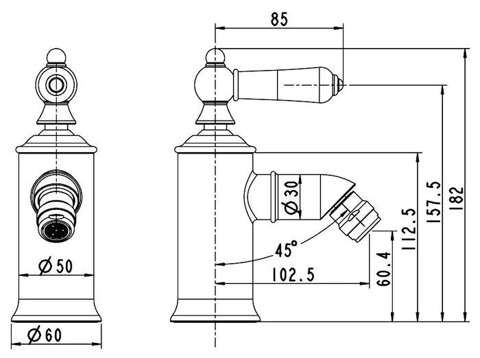 Смеситель Bravat Art F375109C для биде белый/хром