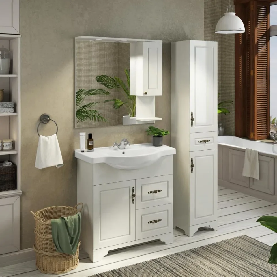 Зеркало-шкаф Comforty Севилья 85 слоновая кость