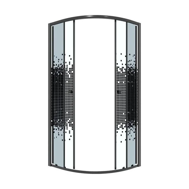 Душевое ограждение Niagara Eco NG-1003-14BLACK (80х80х190) Угловая,раздвижное,черный,стекло мозаика