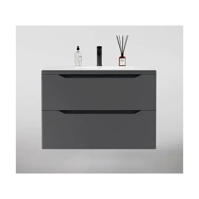 Тумба с раковиной Style Line Марелла Люкс 80 подвесная серая матовая