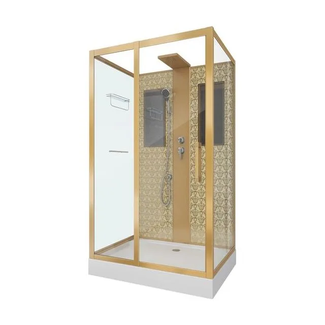 Душевая кабина Niagara Luxe NG-7711GBK (90x120х210) низкий поддон(15см),дверь раздвижная,стенки золото,без крыши