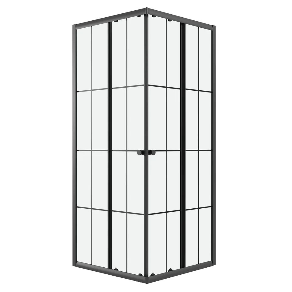 Душевое ограждение Niagara Eco NG-1009-14QKL (90х90х190) квадрат,раздвижное,черный,стекло клетка,1 место