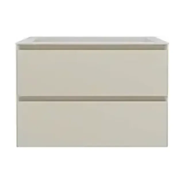 Тумба с раковиной Vincea Люка Софт-Тач (Luka Soft-Touch) 60 бежевая матовая (раковина белая)