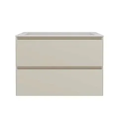 Тумба с раковиной Vincea Люка Софт-Тач (Luka Soft-Touch) 60 бежевая матовая (раковина белая)