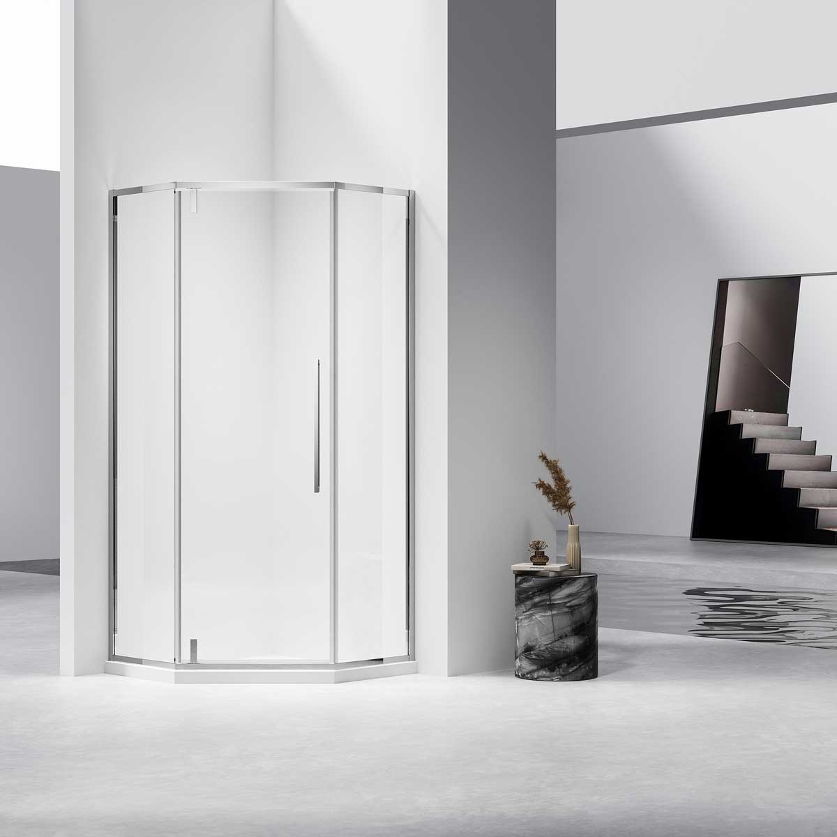 Душевой уголок Vincea Слим-Н (Slim-N) VSP-4SN900CL 90х90 стекло прозрачное 6 мм профиль хром без поддона