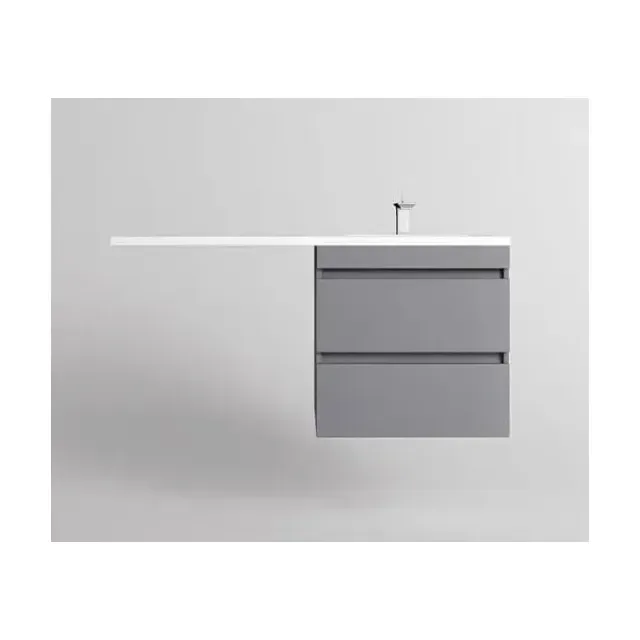 Тумба с раковиной Style Line Даллас Леон 120 R подвесная серая матовая под стиральную машину