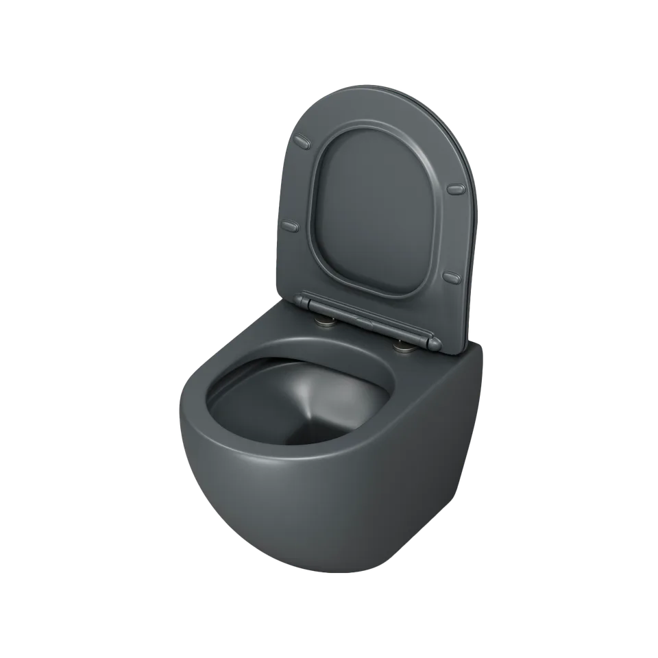 Унитаз подвесной Grossman Color GR-4455GMS (495х365х375) безободковый,серый матовый с тонкой крышкой,микролифт,1 место