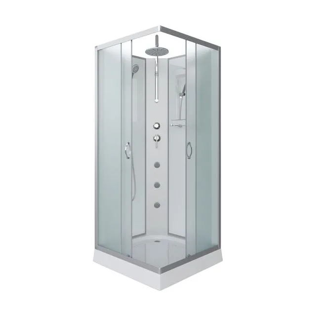 Душевая кабина Niagara Classic NG-1101-14BKTG (90х90х210) низкий поддон(13см),стекло матовое,3 места с полкой