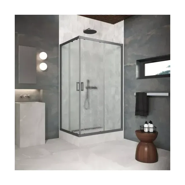 Душевой уголок ZA-F Protec 110*100 06 02, профиль GunMetal, стекло шиншилла