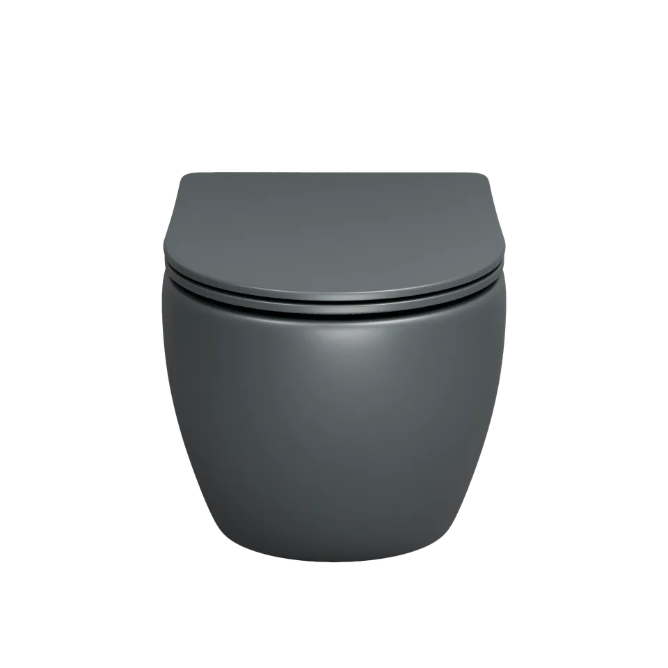 Унитаз подвесной Grossman Color GR-4455GMS (495х365х375) безободковый,серый матовый с тонкой крышкой,микролифт,1 место