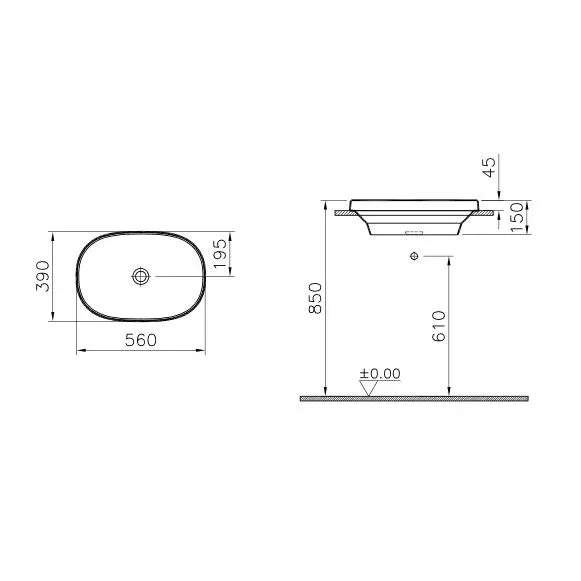 Встраиваемая раковина Vitra Frame 56*39