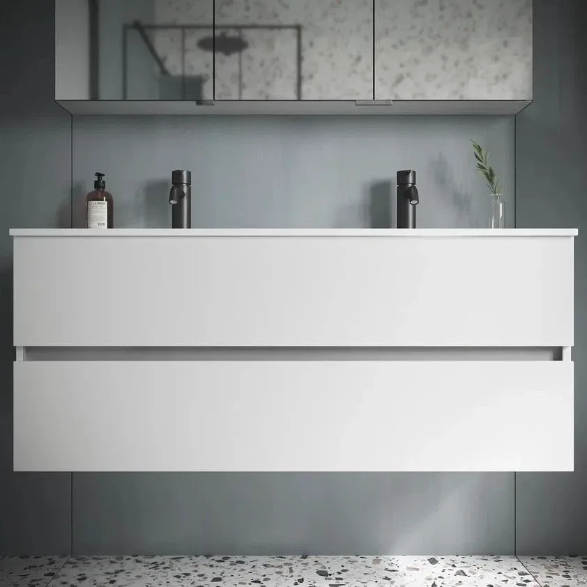 Тумба под раковину Sancos Urban 120 белая глянцевая для двойной раковины