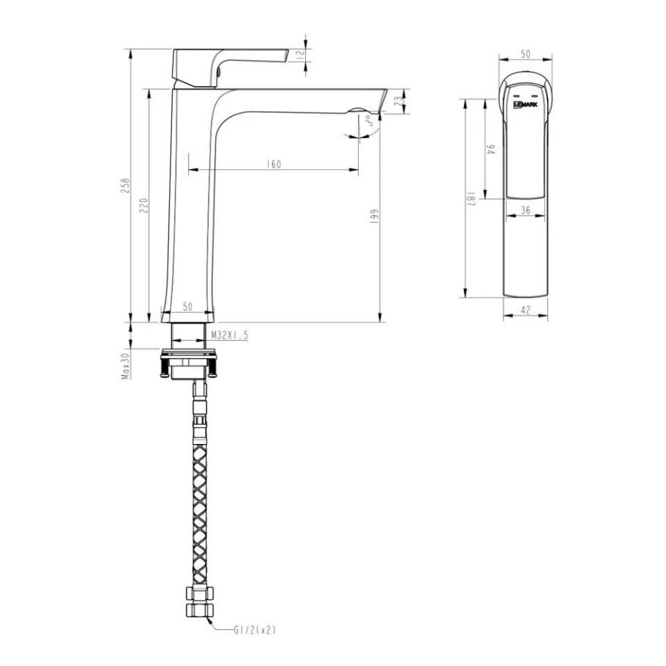 Смеситель Lemark Ursus LM7209BL для раковины с донным клапаном черный