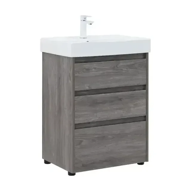 Тумба с раковиной Aquanet Nova Lite 60 дуб рошелье (3 ящика) (раковина Латина 60)