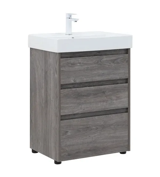 Тумба с раковиной Aquanet Nova Lite 60 дуб рошелье (3 ящика) (раковина Латина 60)