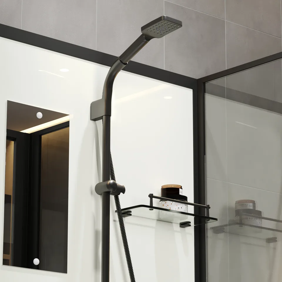 Душевая кабина Niagara Standart ST90/15Q/BL/BK (90х90х200) квадрат,поддон 15см,распашная,проф.черный,без крыши,3 места