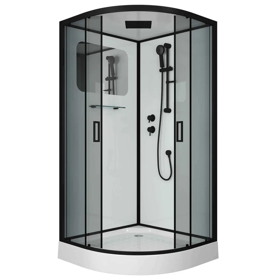 Душевая кабина Niagara Premium NG-6902-01 BLACK (100х100х210) низкий поддон(16 см),черный,стекло тонированное,4 места