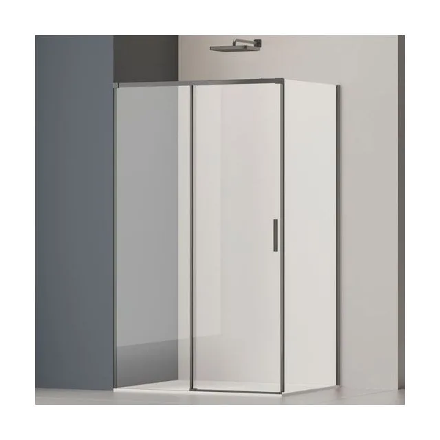 Душевой уголок Vincea Софт 2 (Soft 2) VSR-3SO29014CLGM 140x90 стекло прозрачное 6 мм профиль вороненая сталь