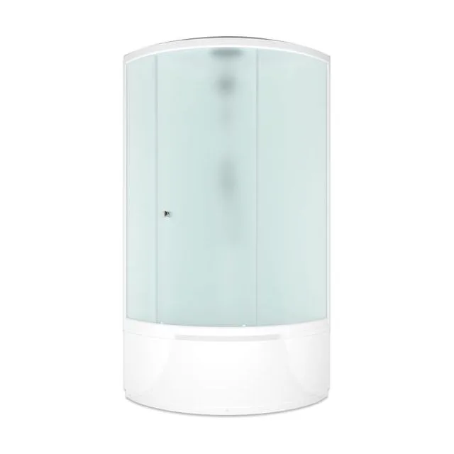 Душевая кабина Domani-Spa Simple 99 high V1.2, 90×90×218 см, белые стенки и профиль, матовое стекло, высокий поддон 43 см
