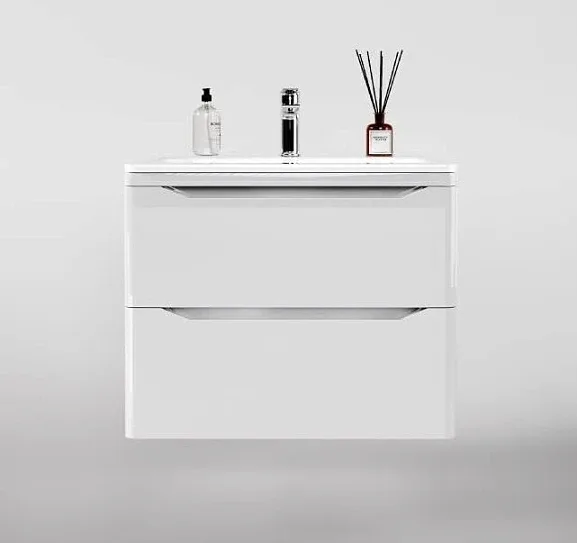 Тумба с раковиной Style Line Марелла Люкс 70 подвесная белый глянец