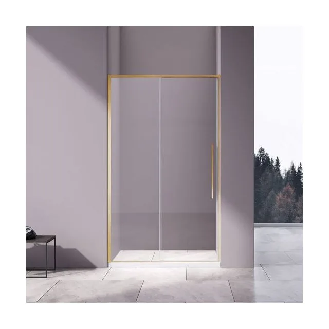 Душевая дверь Vincea Слим-Н (Slim-N) VDS-4SN130CLG 130х195 стекло прозрачное 6 мм профиль брашированное золото