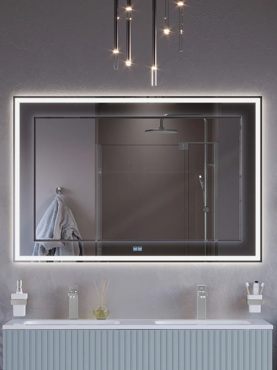 Зеркало со встроенной и контурной подсветками CEZARES CZR-SPC-RELAX-1000-800-LED-TCH-GR